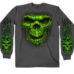 Hot Leathers GMS2457 Men’s Shredder Skull Long Sleeve Charcoal Shirt