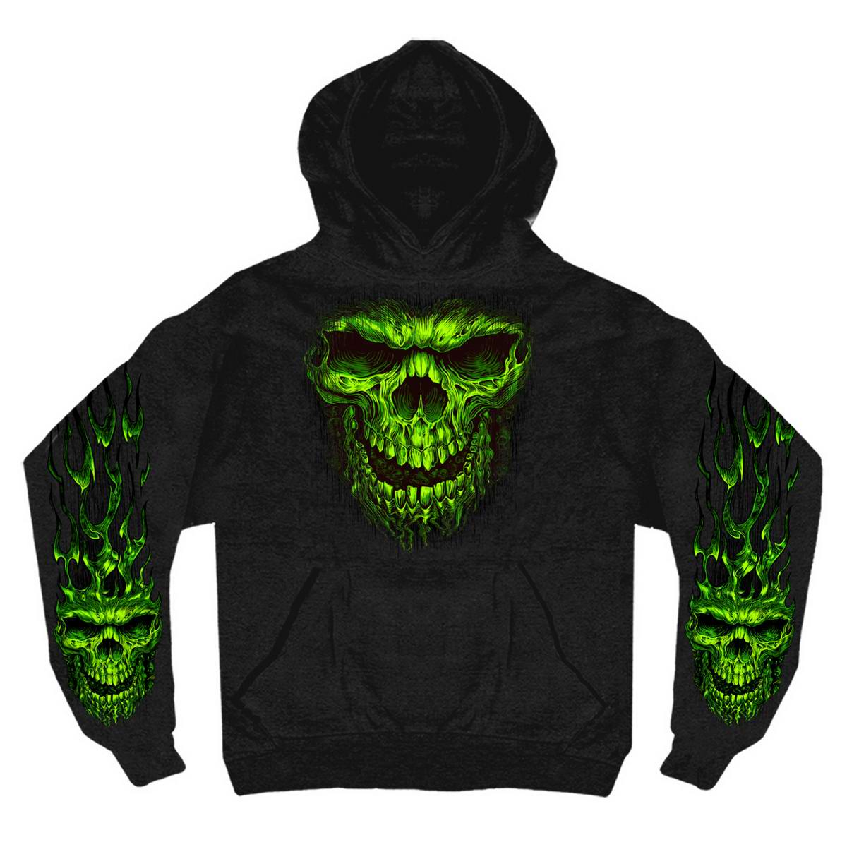 gms4023-a01.jpg Hot Leathers GMS4023 Men’s Shredder Skull Black Hoodie Sweatshirt - Image 1
