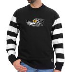 Hot Leathers GMS6004 Men’s Black and White ‘Race Wolf’ Striped Long Sleeve Shirt