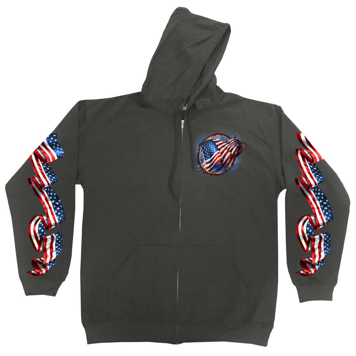 gmz4532-a01.jpg Hot Leathers GMZ4532 Men’s Charcoal ‘Hoop Eagle Hoodie’ - Image 1