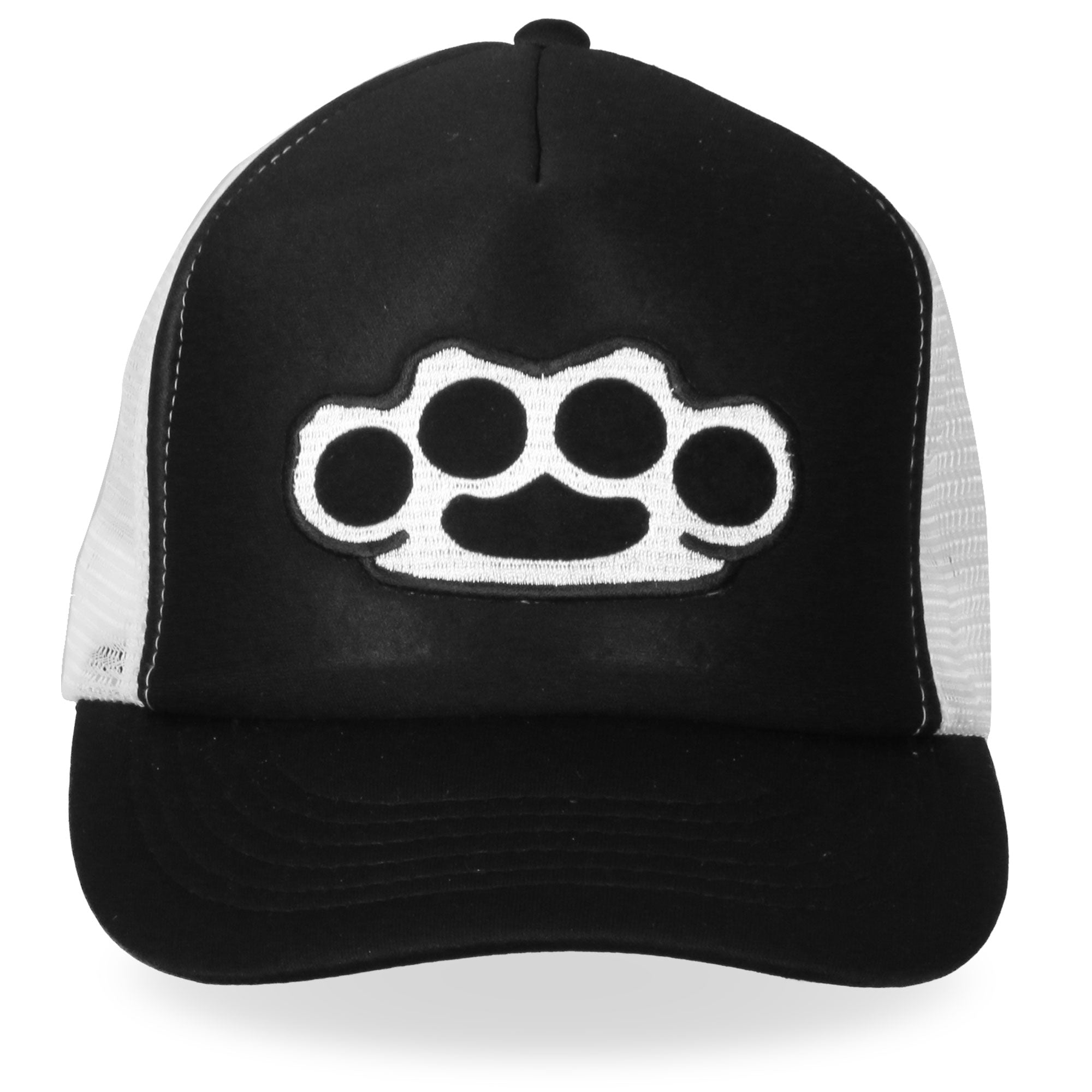 gsh1009-a01.jpg Hot Leathers GSH1009 Knuckles Black and White Trucker Hat - Image 1