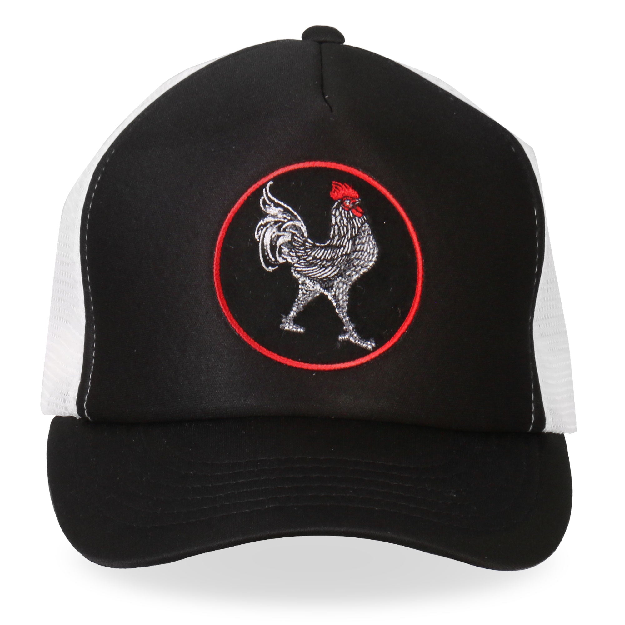 gsh1012-a01.jpg Hot Leathers GSH1012 Rooster Black and White Trucker Hat - Image 1