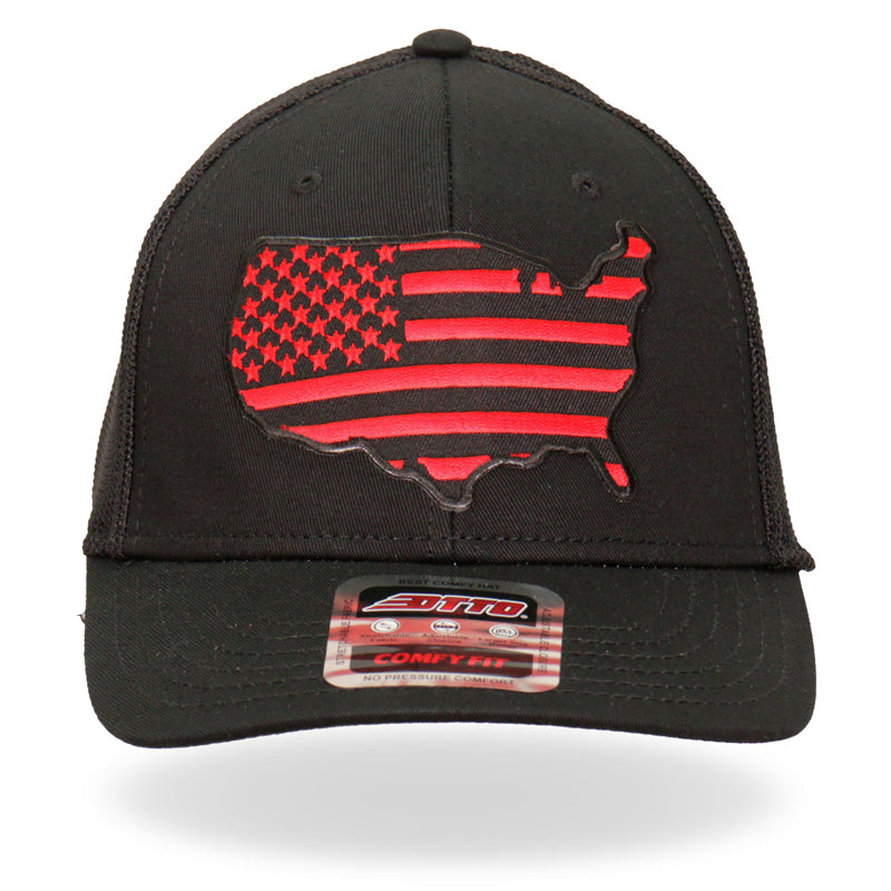 gsh1036-a01.jpg Hot Leathers GSH1036 Red Country Flag Trucker Hat - Image 1