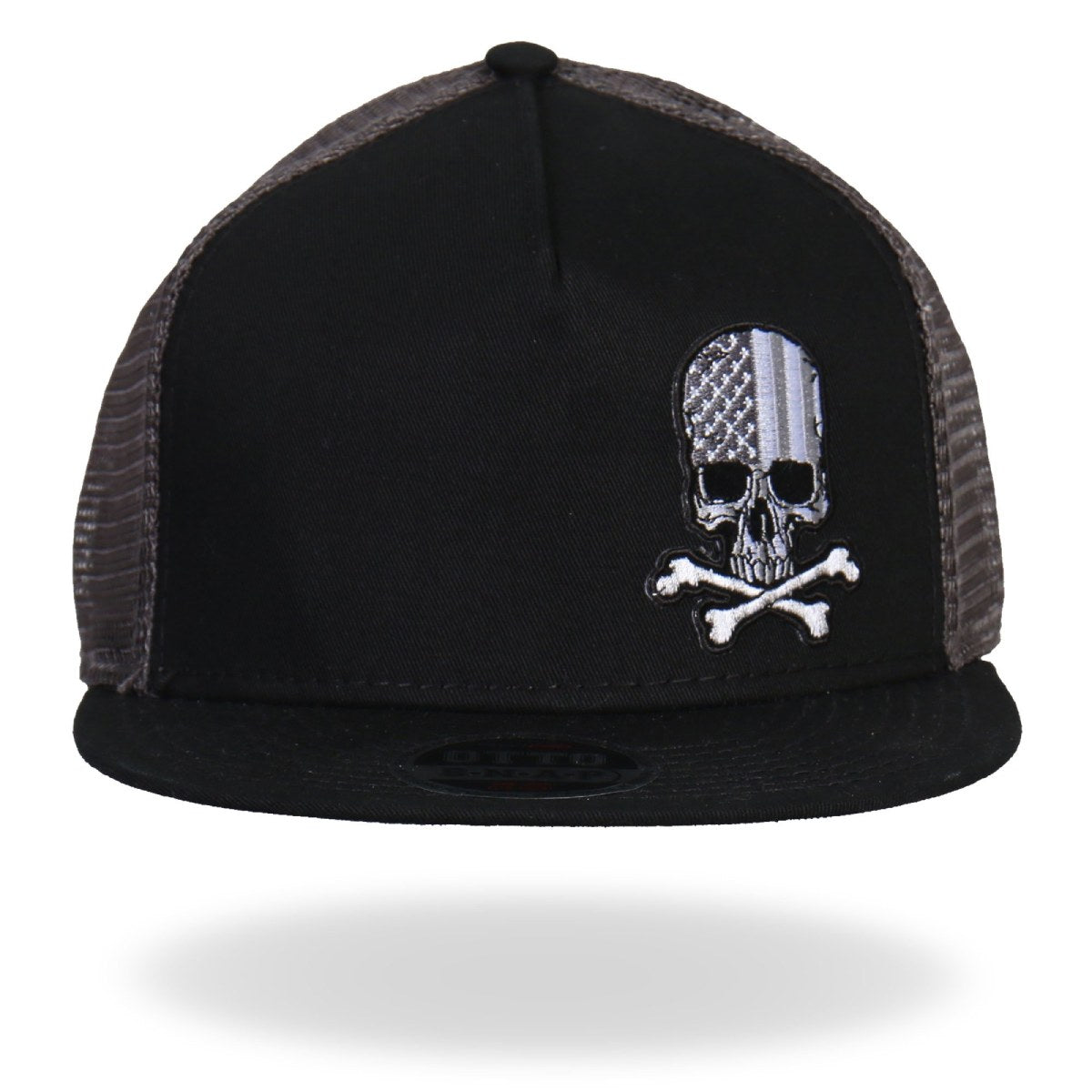 gsh2004-a01.jpg Hot Leathers GSH2004 Flag Skull Snap Back Ball Hat - Image 1