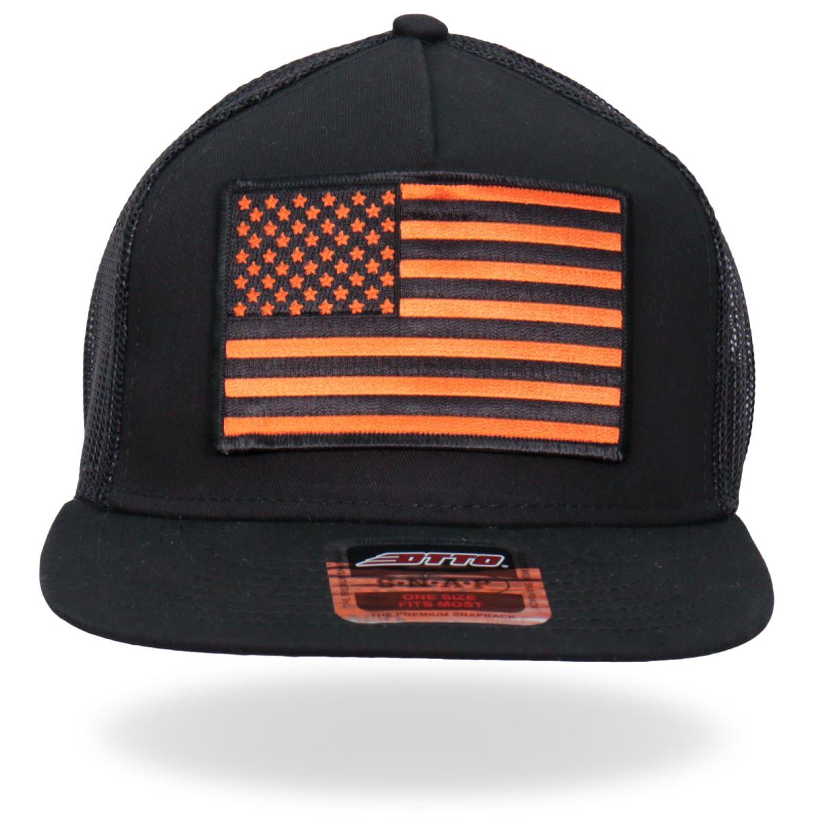 gsh2009-a01.jpg Hot Leathers GSH2009 Orange USA Flag Snapback Hat - Image 1