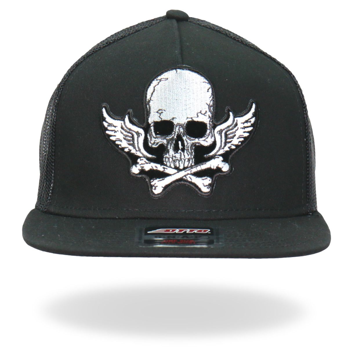 gsh2017-a01.jpg Hot Leathers GSH2017 Skull Bones Wings Snapback Hat - Image 1