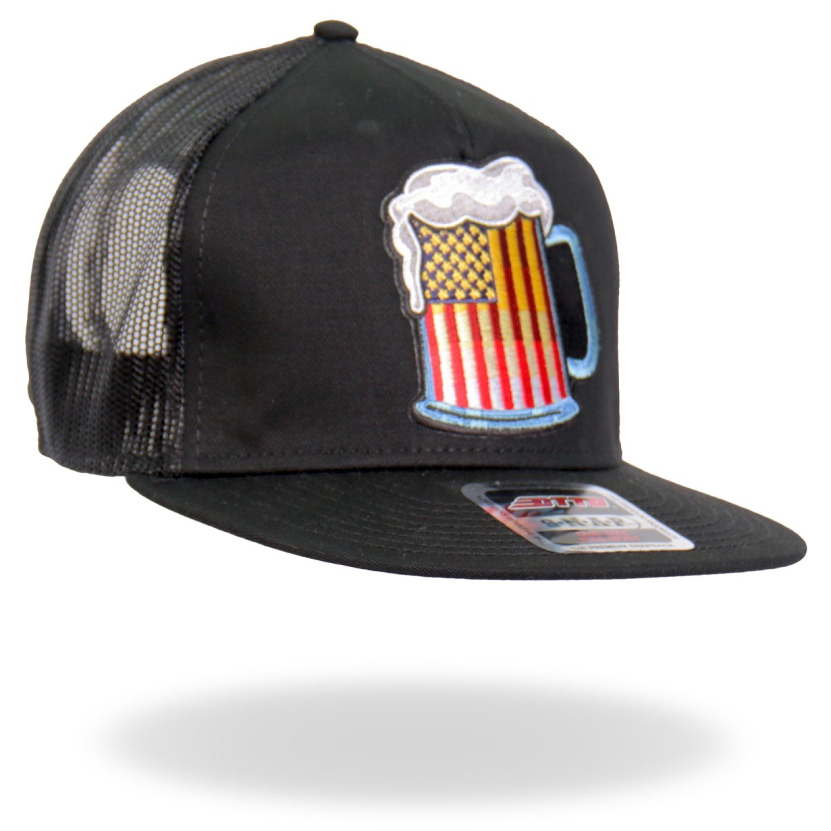 gsh2021-a06.jpg Hot Leathers GSH2021 Beer Mug Flag Snapback Adjustable Hat - Image 1