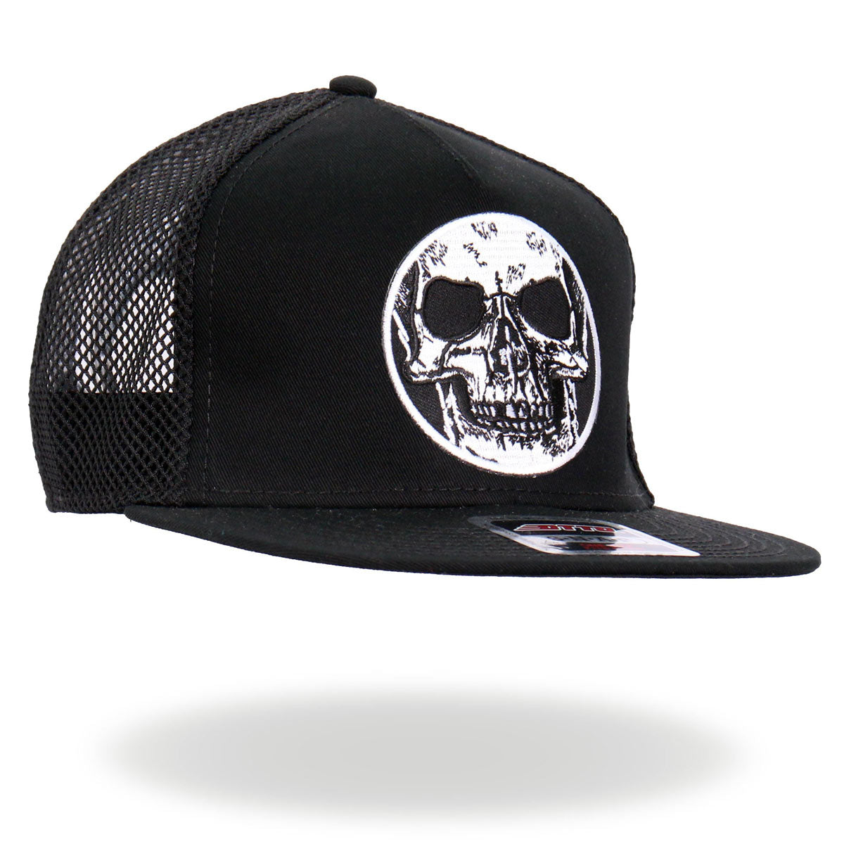 gsh2023-a06-edit-a.jpg Hot Leathers GSH2023 Black Circle Skull Snapback Hat - Image 1