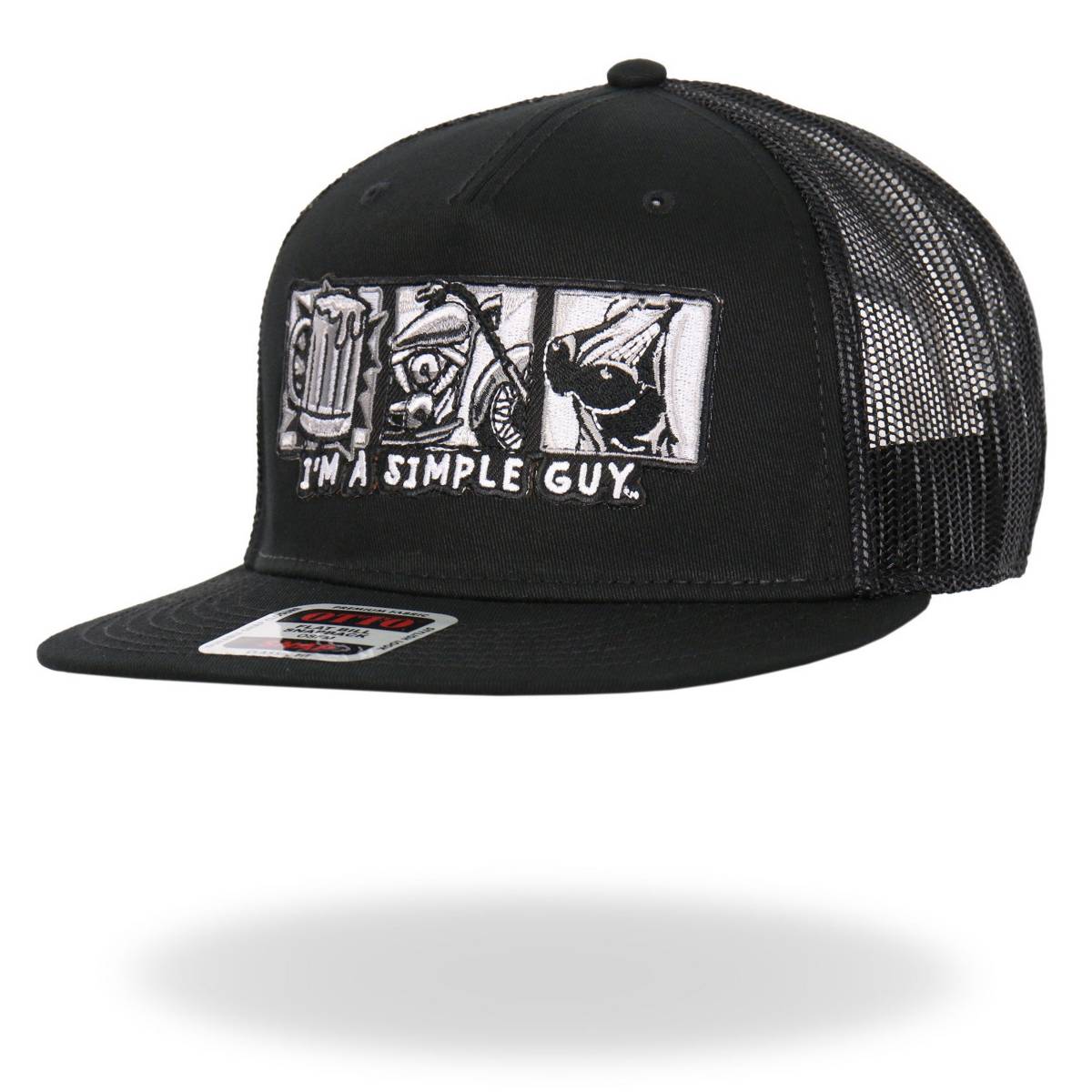 gsh2038-a02.jpg Hot Leathers Black Simple Guy 3 B’s Snapback Hat GSH2038 - Image 1