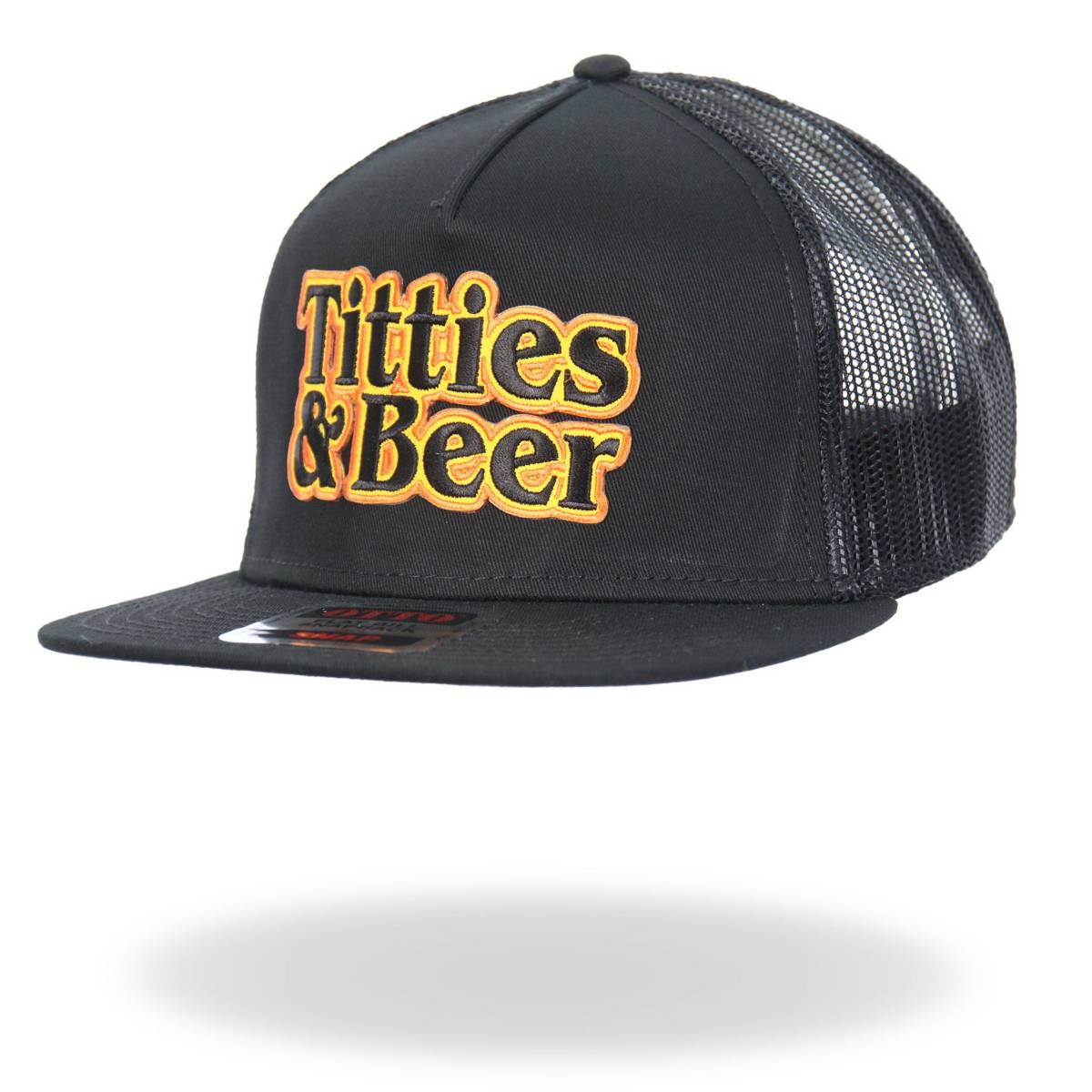 gsh2042-a02.jpg Hot Leathers Black Orange And Yellow Snapback Titties & Beer GSH2042 - Image 1