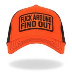 Hot Leathers Black and Orange Fuck Around Find Out Snapback Hat GHS2049