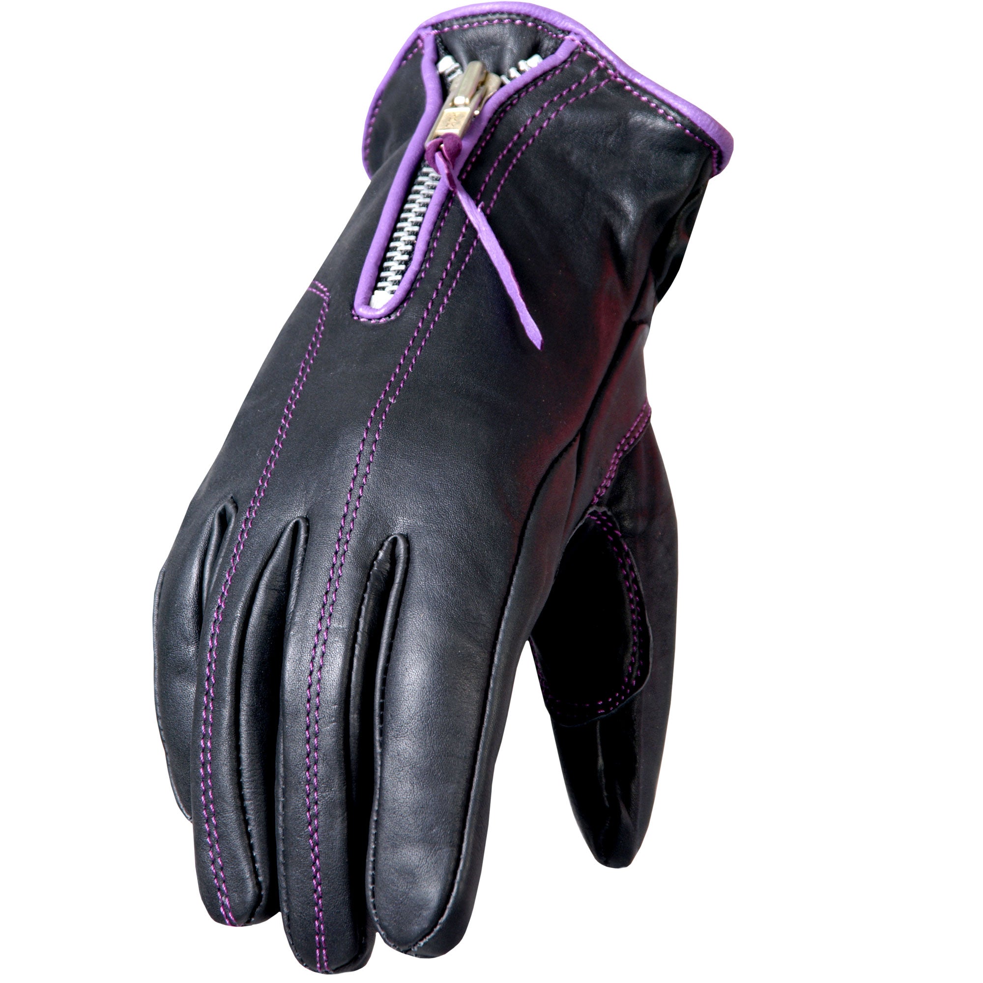 gvl1008-a01.jpg Hot Leathers GVL1008 Ladies Driving Gloves with Purple Piping - Image 1
