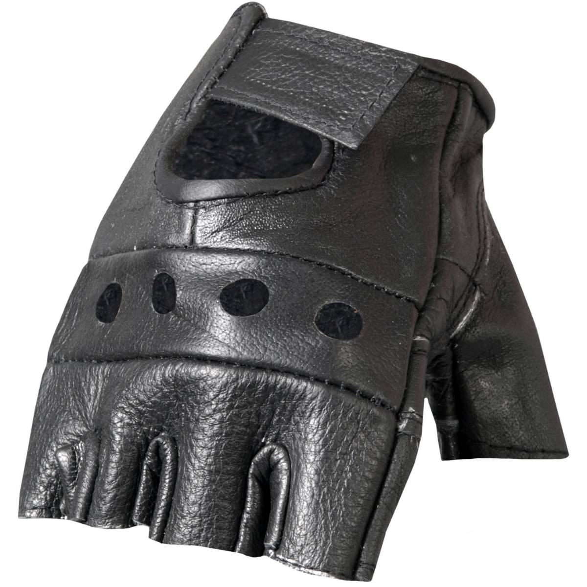 gvm1004-a01.jpg Hot Leathers GVM1004 Unlined Fingerless Leather Gloves with Padded Palm - Image 1