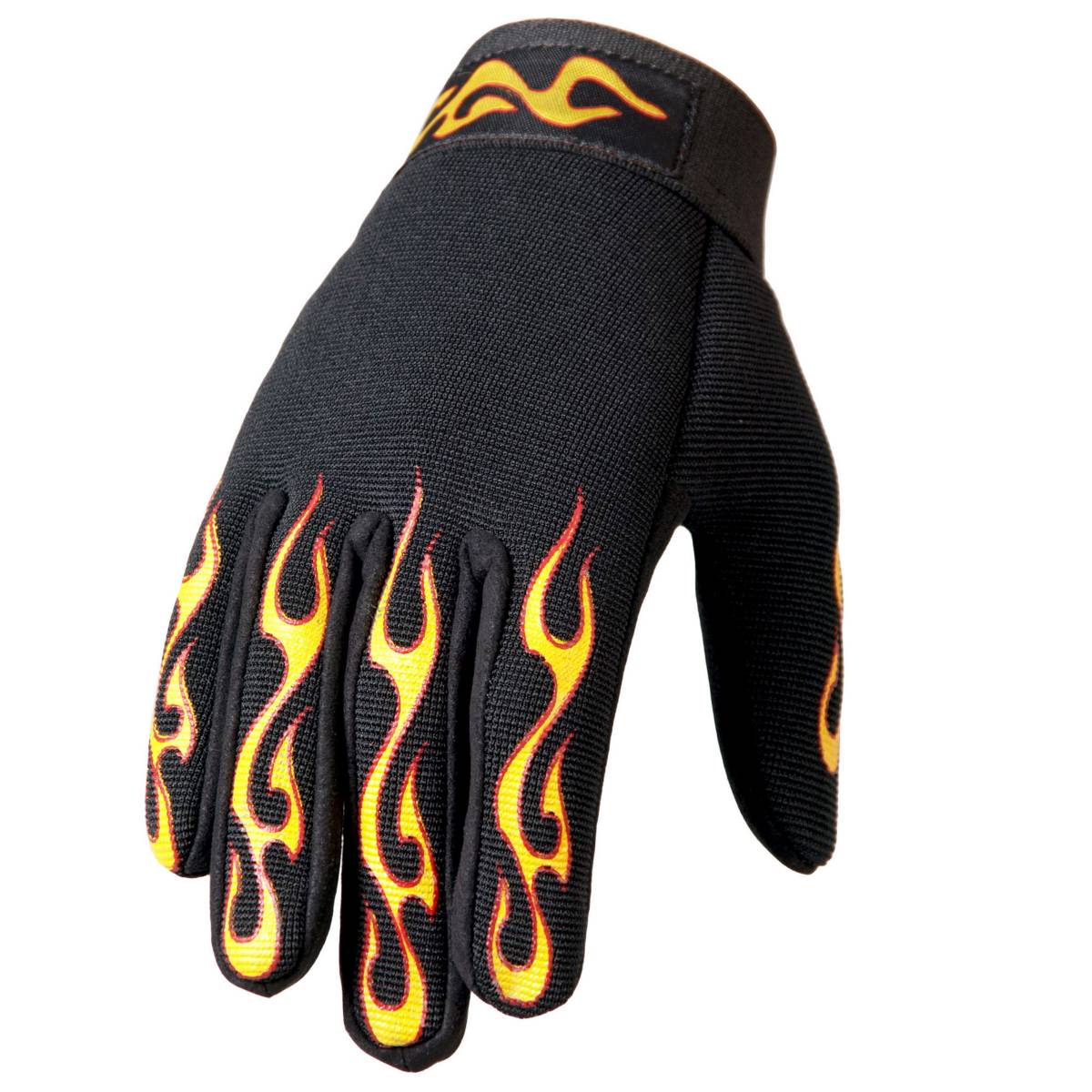 gvm2004-a01.jpg Hot Leathers GVM2004 Yellow and Red Flame Mechanics Gloves - Image 1