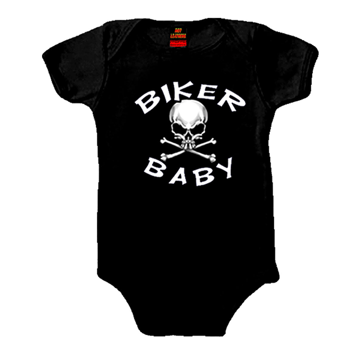 gys1015-a01.jpg Hot Leathers GYS1015 Kids Biker Baby Skull Black Onesie - Image 1