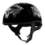 Hot Leathers HLD1016 Ride or Die Gloss Black Motorcycle DOT Skull Cap Half Helmet Biker