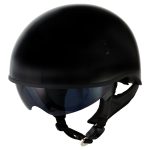 Hot Leathers T72 Black Widow Gloss Black Motorcycle Half Helmet Biker w/ Drop Down Visor