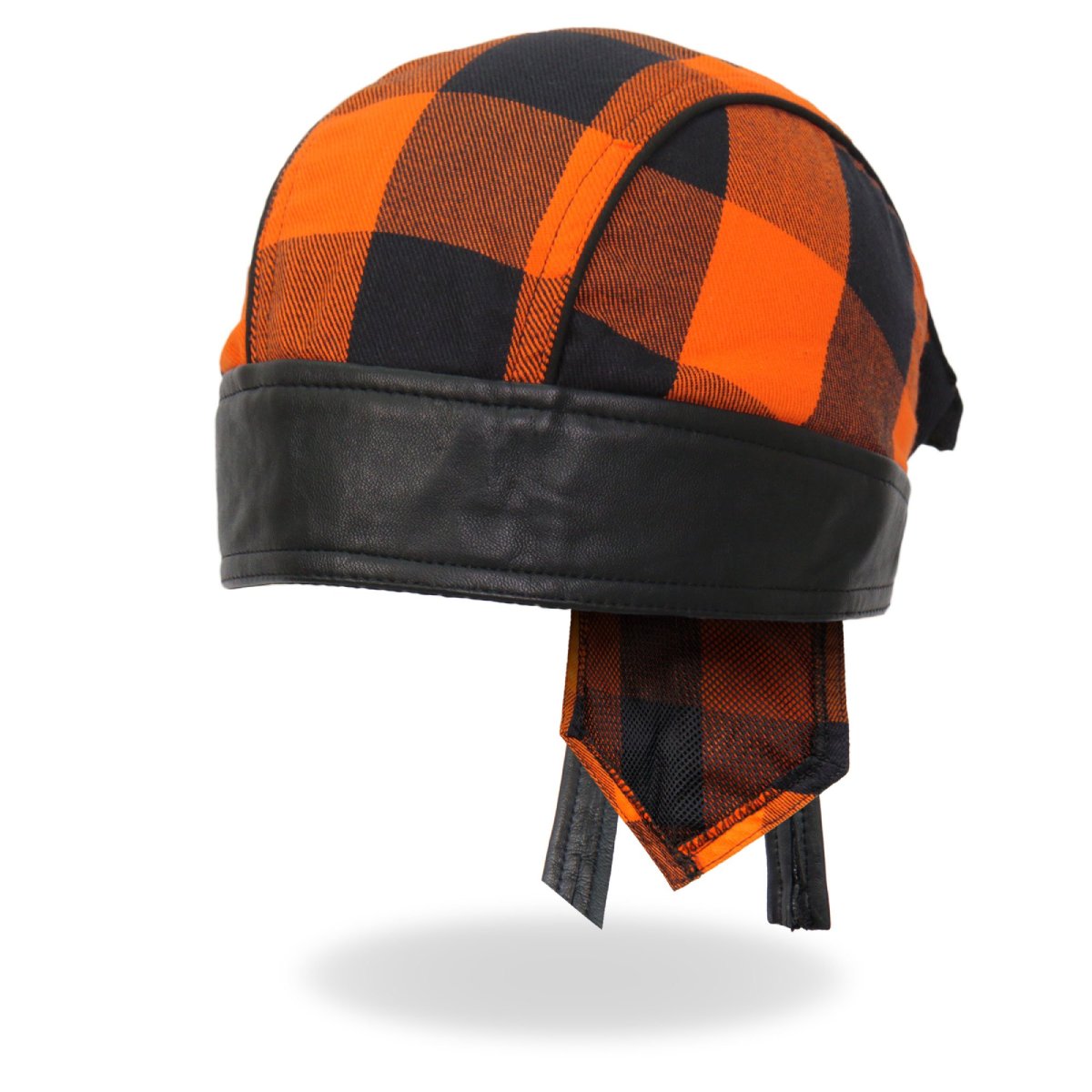 hwh1109-a01.jpg Hot Leathers HWH1109 Orange Buffalo Plaid Headwrap - Image 1