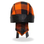 Hot Leathers HWH1109 Orange Buffalo Plaid Headwrap - Image 2