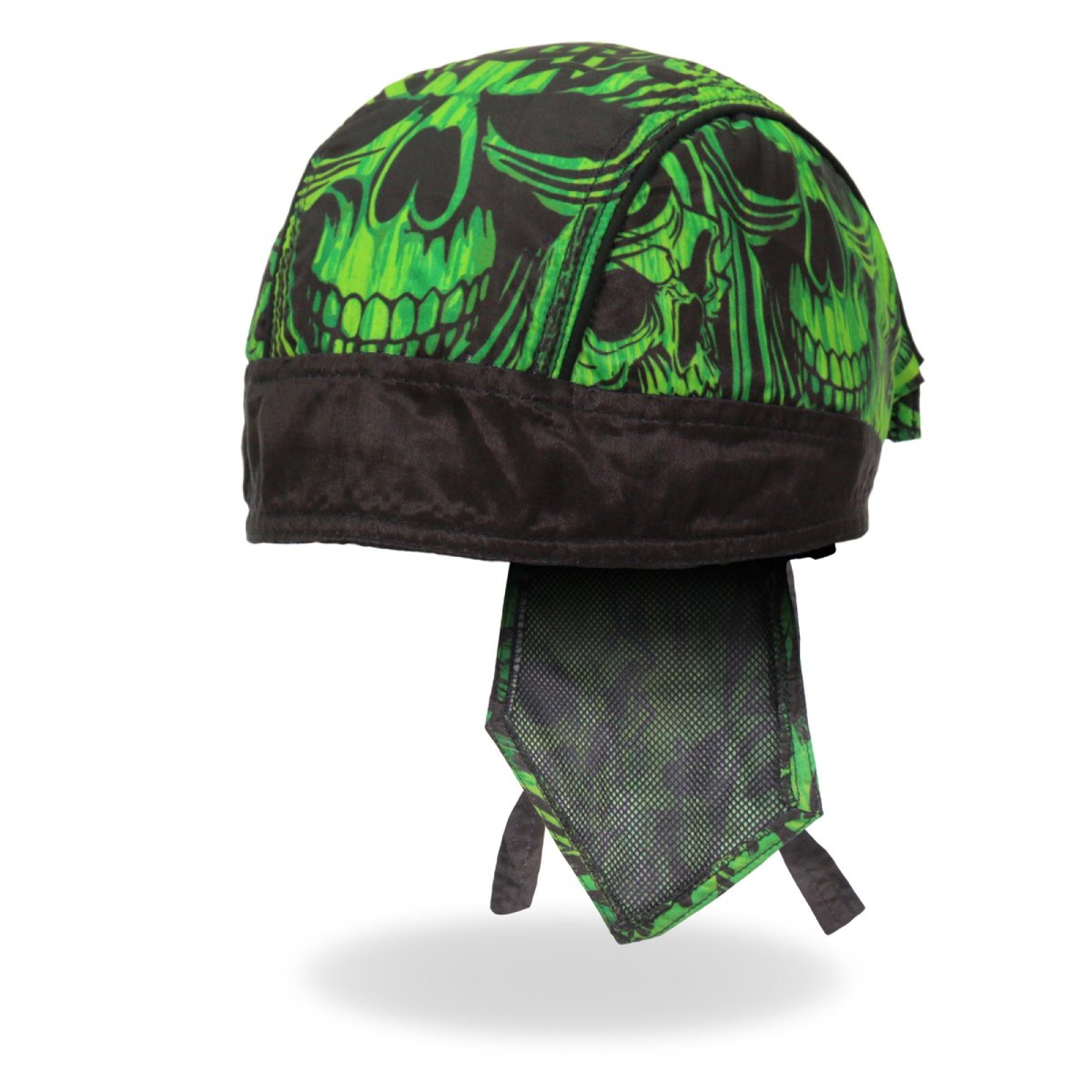 hwh1114-a01.jpg Hot Leathers HWH1114 Over the Top Skulls Green Headwrap - Image 1
