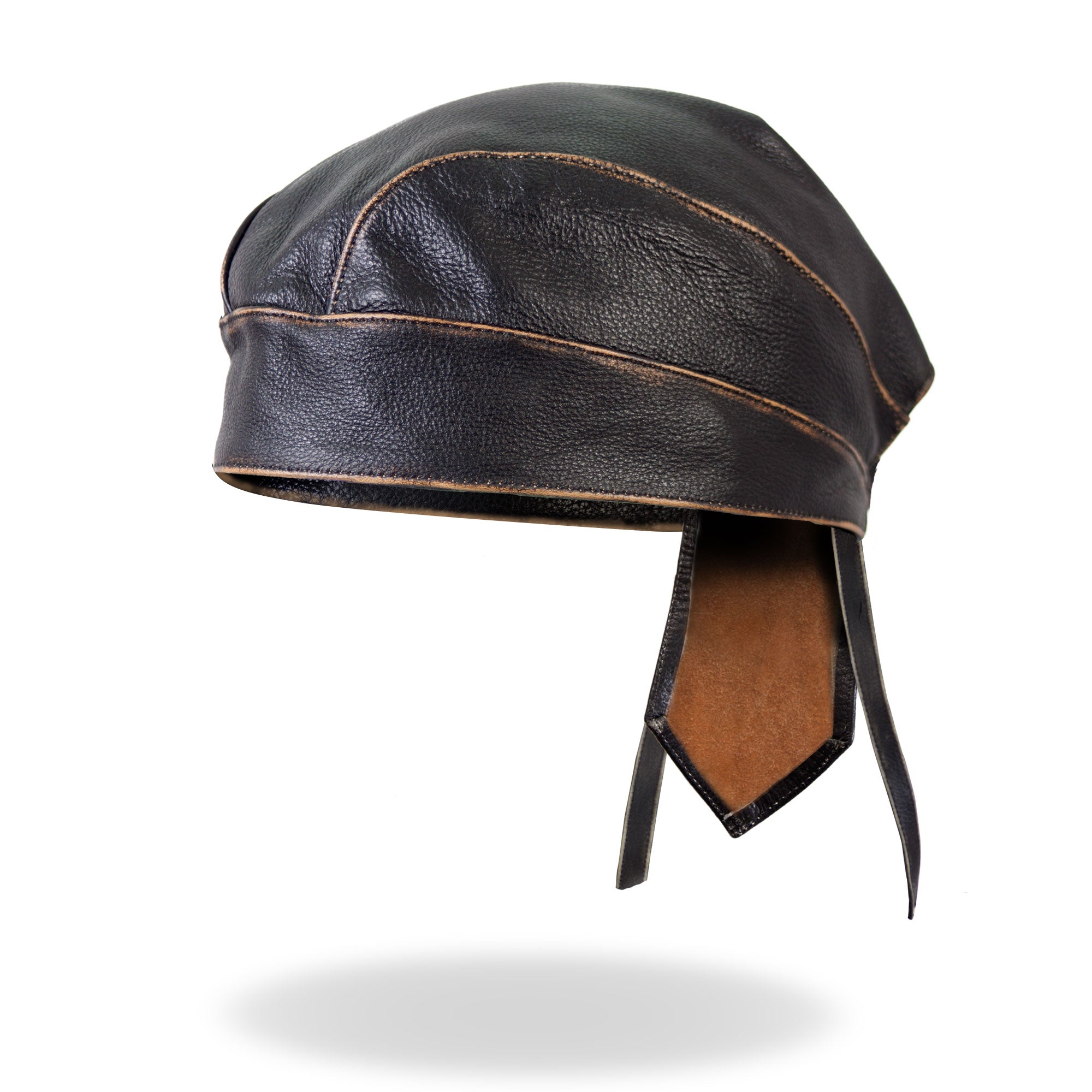 hwl1008-a01.jpg Hot Leathers HWL1008 Brown Rub-Off Seam Leather Headwrap - Image 1