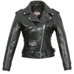 Hot Leathers JKL5004 Women’s Black Premium USA Made Classic Motorcycle Style Leather Jacket
