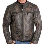 Hot Leathers JKM1019 Men’s Distressed Brown Leather Jacket with Inside Storage Pockets