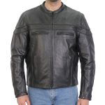 Hot Leathers JKM1032 Men’s Black ‘Skull Flag’ Printed Leather Jacket with Concealed Carry Pockets