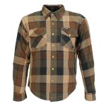 Hot Leathers JKM3007 Men’s Black and Brown Armored Flannel Motorcycle Shirt-Jacket w/ CE Armor Protection