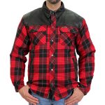 Hot Leathers JKM3201 Men’s Red and Black Aramid Fibers Reinforced Leather and Plaid Flannel Shirt