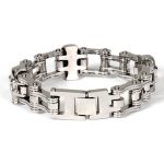 Hot Leathers JWB4109 Double Wide Silver Motorcycle Chain Skull Bracelet - Image 2