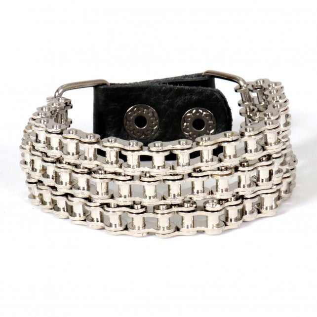 jwb5103-a01_2.jpg Hot Leathers JWB5103 Triple Wide Silver Motorcycle Chain Bracelets - Image 1