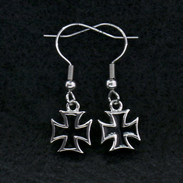 jwe1107-a01.jpg Hot Leathers JWE1107 Stainless Steel Iron Cross Earrings - Image 1