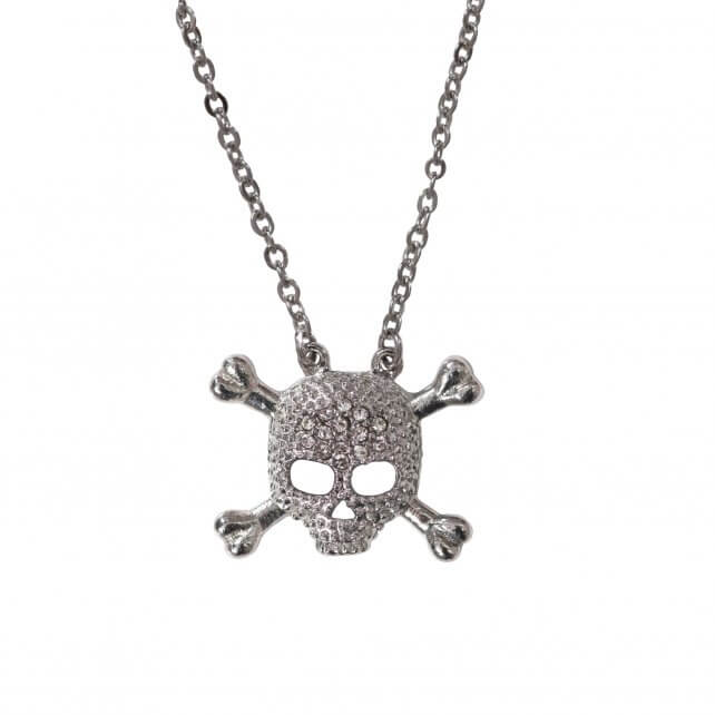 jwn1002-a01.jpg Hot Leathers JWN1002 Skull and Cross Bones Necklace - Image 1