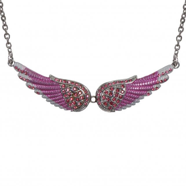 jwn1006-az01_1.jpg Hot Leathers JWN1006 Pink Angel Wings Necklace - Image 1