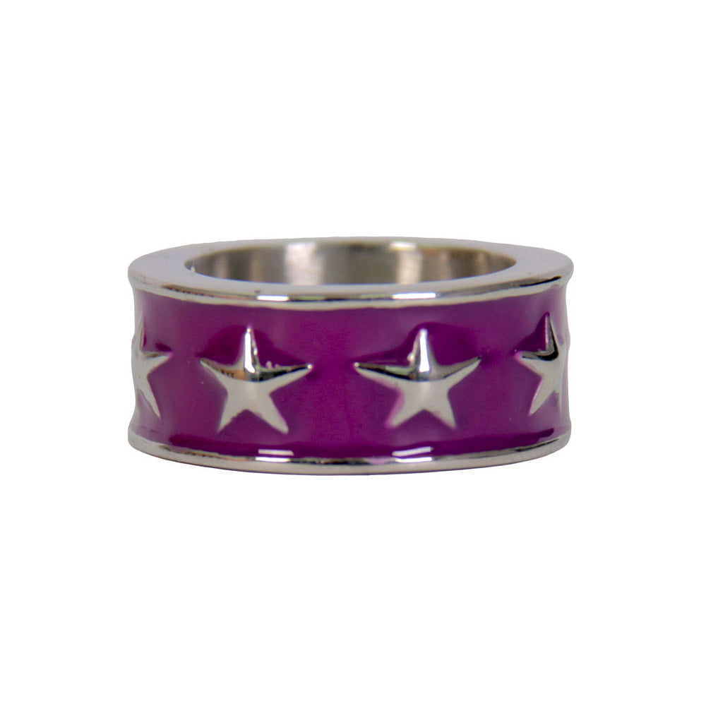 jwr1119-a01-edit-a.jpg Hot Leathers JWR1119 Women’s Purple Stainless Steel Ring with Stars - Image 1