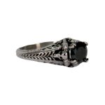 Hot Leathers JWR1124 Women’s Black ‘Stone Solitaire’ Stainless Steel Ring