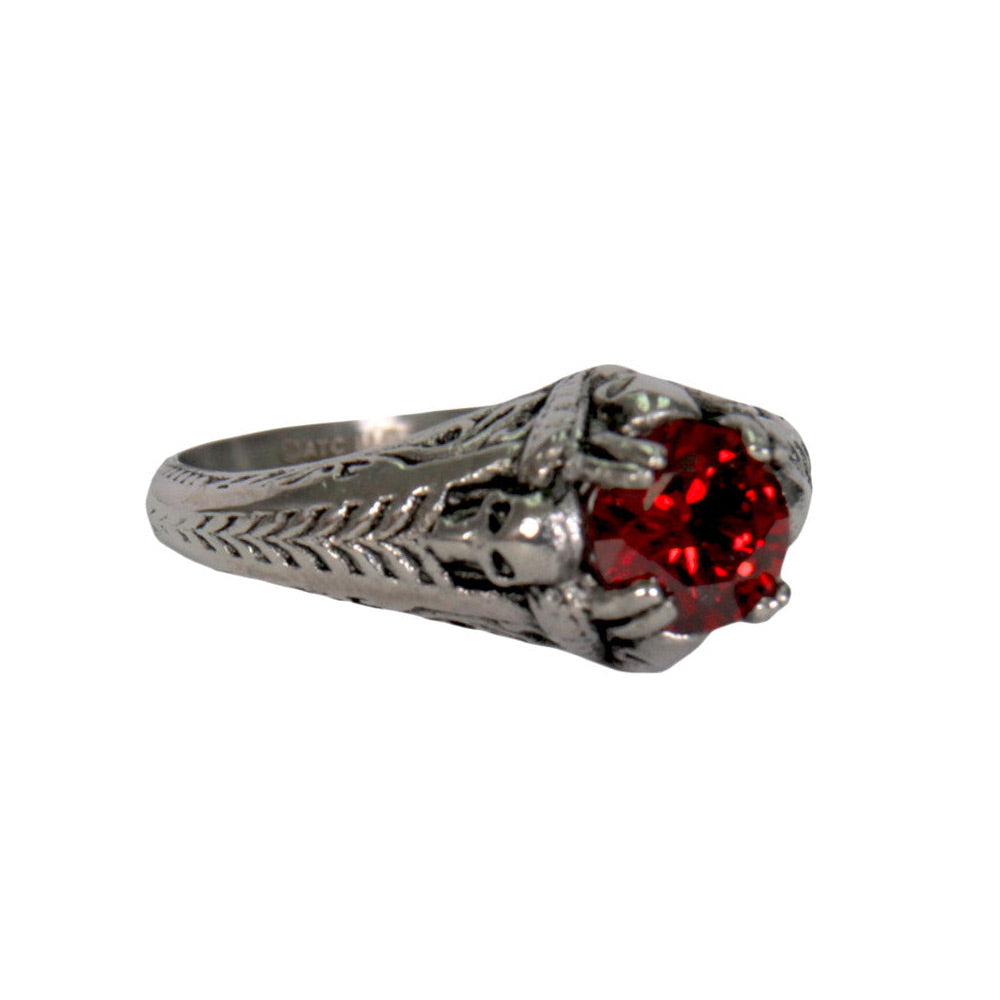 jwr1125-a01-edit-a.jpg Hot Leathers JWR1125 Women’s Red ‘Stone Solitaire’ Stainless Steel Ring - Image 1