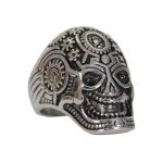 Hot Leathers JWR2134 Men’s Silver ‘Quantum Mechanic Skull’ Stainless Steel Ring