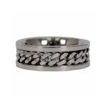 Hot Leathers JWR2144 Men’s Silver ‘Cuban Link’ Stainless Steel Ring