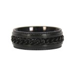 Hot Leathers JWR2145 Men’s Black ‘Cuban Link’ Stainless Steel Ring