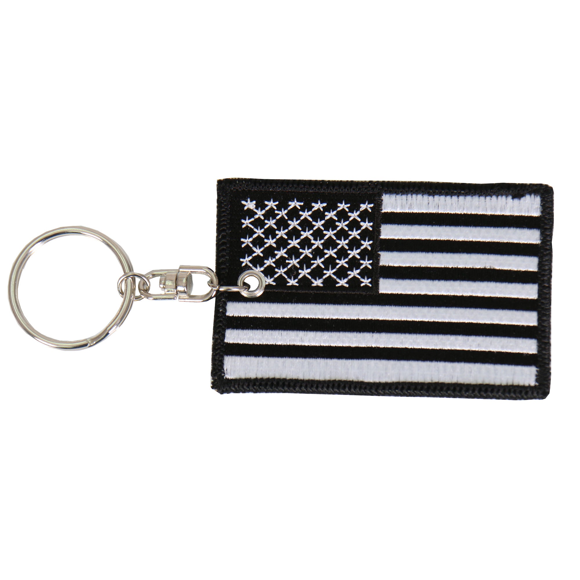 kch1061-a01.jpg Hot Leathers KCH1061 Black and White American Flag Keychain - Image 1