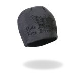 Hot Leathers KHB1000 Skull with Wings Grey Knit Cap - Image 3