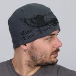Hot Leathers KHB1000 Skull with Wings Grey Knit Cap - Image 5