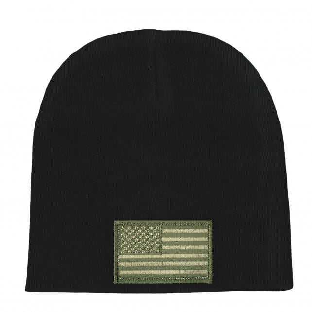 khb5003-a01_1.jpg Hot Leathers KHB5003 Woodland Camo American Flag Knit Hat - Image 1
