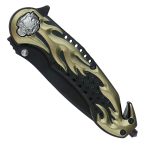 Hot Leathers KNA1134 Gold Flaming Skull 3.5 Folding Knife