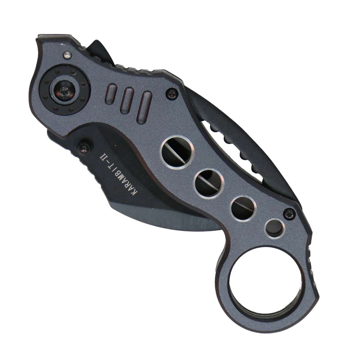 kna1139-a01_20_1200x1200_f24bbb11-499a-44b9-b546-853e24acdec0.jpg Hot Leathers Grey Knife w/ Cut Out Design KNA1139 - Image 1