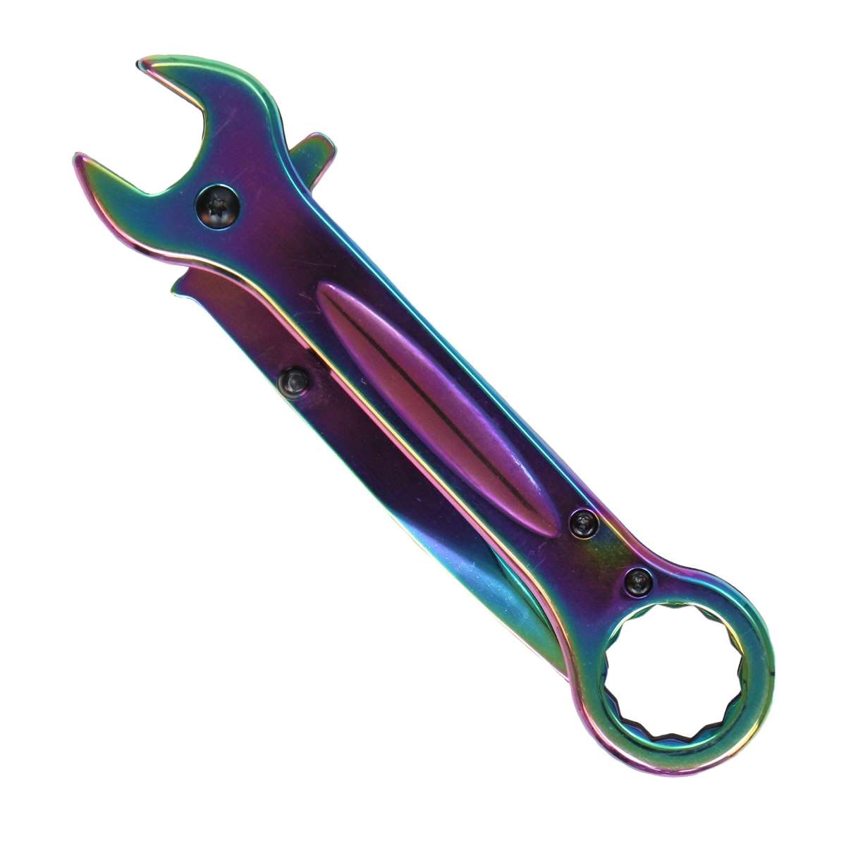 kna1155-a01_20_1200x1200_9e43b9a3-d596-4bb9-8f3d-0e5402821f5b.jpg Hot Leathers Rainbow Mirror Wrench Knife KNA1155 - Image 1
