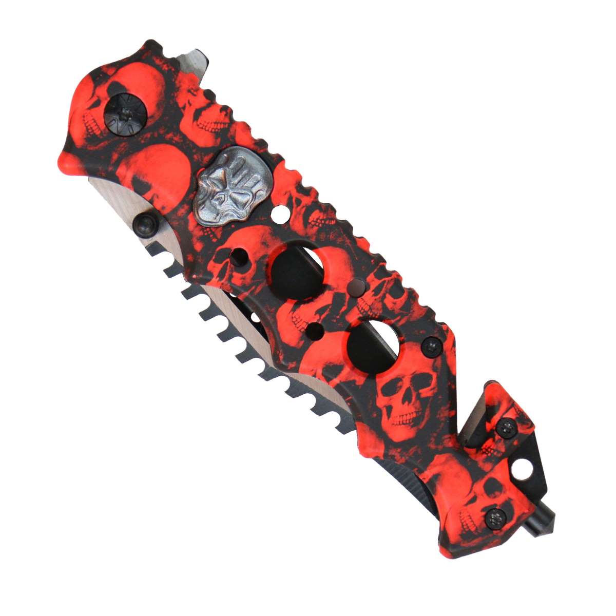 kna1159-a01_20_1200x1200_09d63052-86d2-44b6-a78c-2b85db21c709.jpg Hot Leathers Red Skulls Tactical Knife KNA1159 - Image 1
