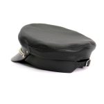 Hot Leathers Flat Top Biker Leather Cap With Chain LHA2004 - Image 4